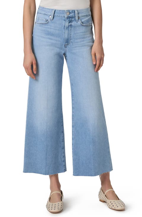 Anessa High Waist Frayed Hem Crop Wide Leg Jeans (Talisman)