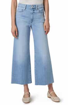 PAIGE Anessa High Waist Frayed Hem Crop Wide Leg Jeans