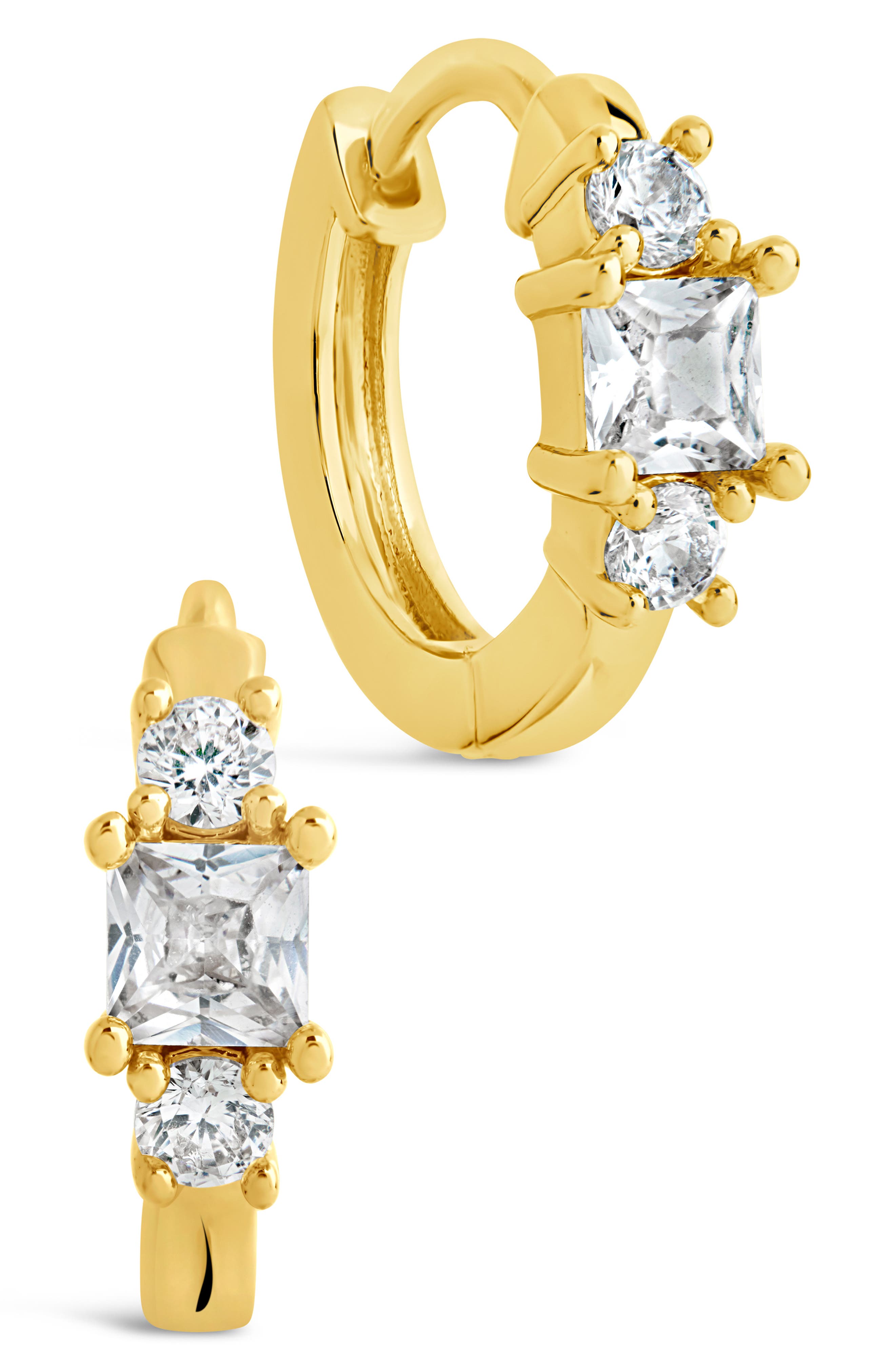 Sterling Forever Kendall Cubic Zirconia Huggie Hoop Earrings