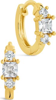 Sterling Forever Kendall Cubic Zirconia Huggie Hoop Earrings