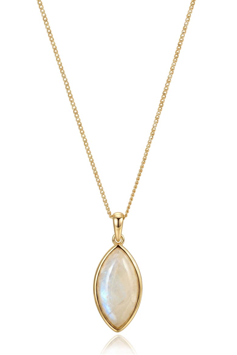 Marquise Moonstone Pendant Necklace, Main, color, WHITE/ GOLD