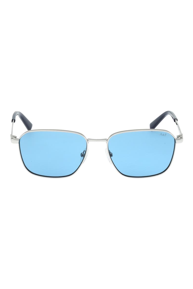 56mm Round Sunglasses, Main, color, SHINY LIGHT NICKELTIN / BLUE