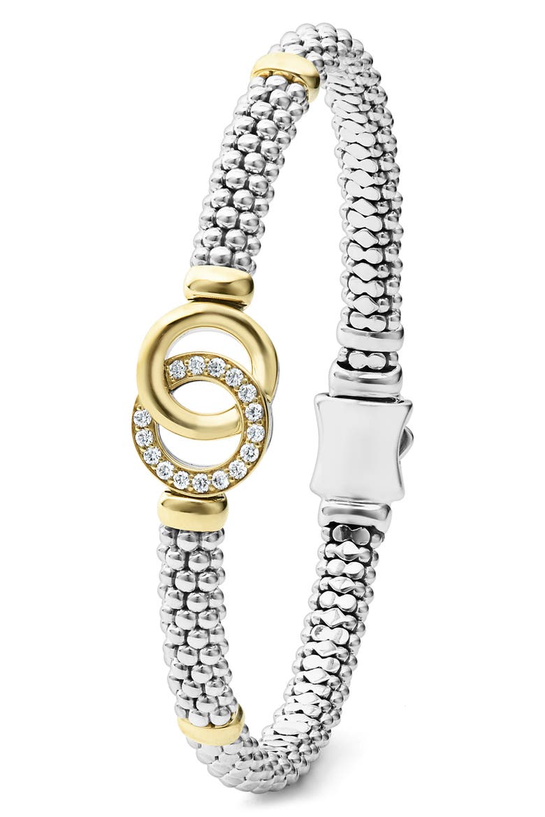 Interlocking Diamond Caviar Bracelet, 6mm, Alternate, color, SILVER