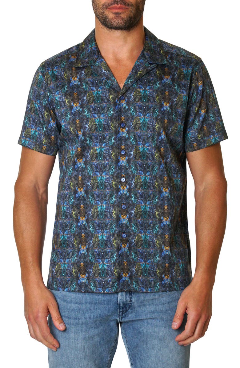 Robert Graham Massey Abstract Print Cotton Short Sleeve Shirt, Main, color,