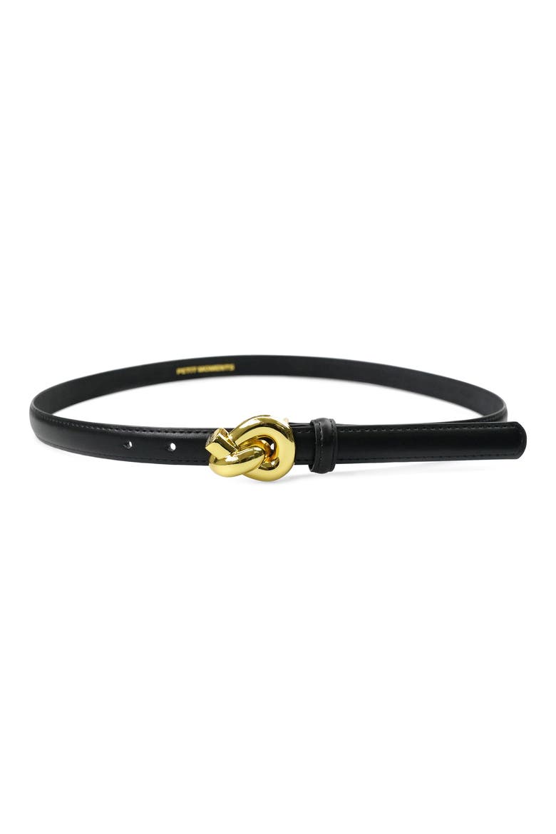 Knot Faux Leather Belt, Main, color, BLACK/ GOLD