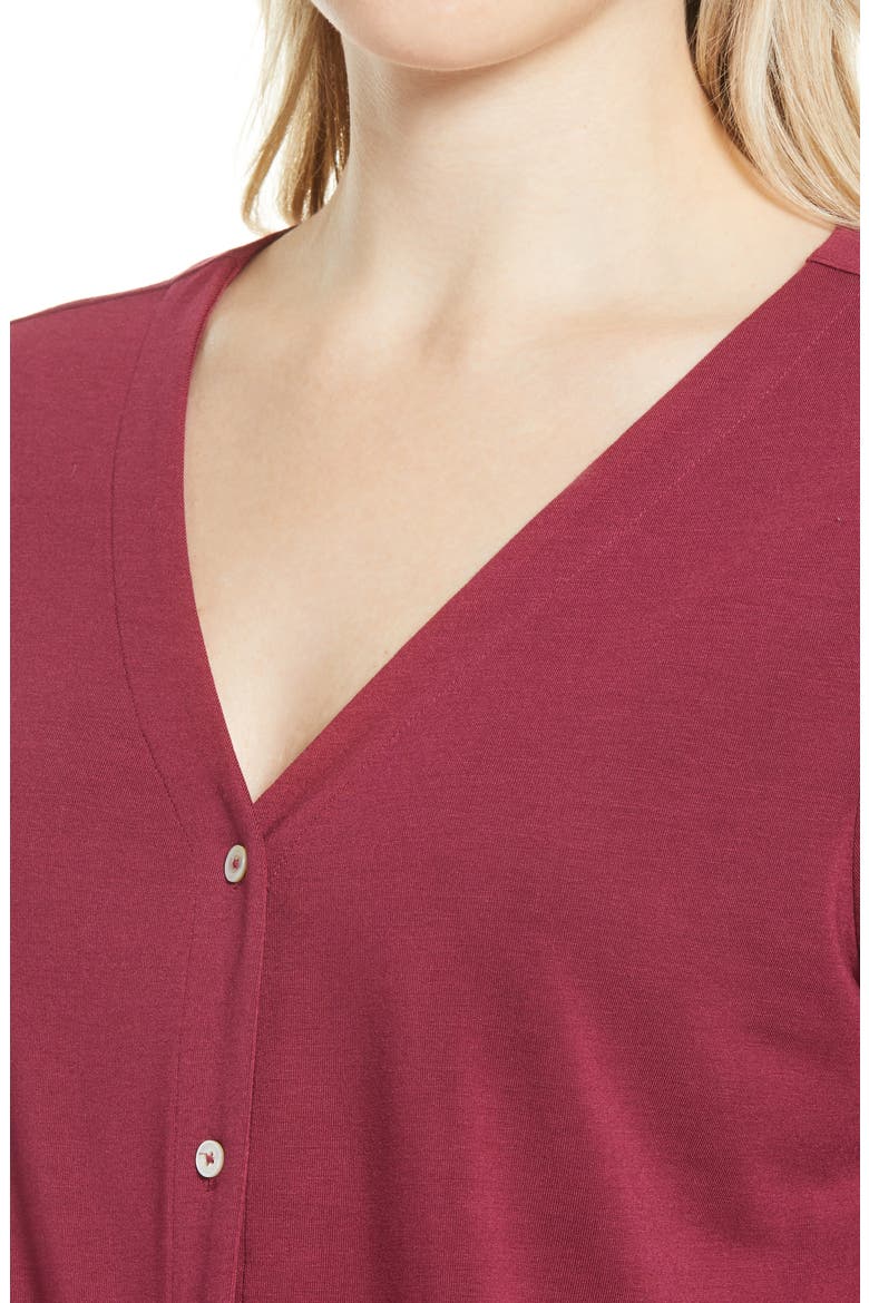 Kauai Tie Front Top, Alternate, color, RHODODENDRON