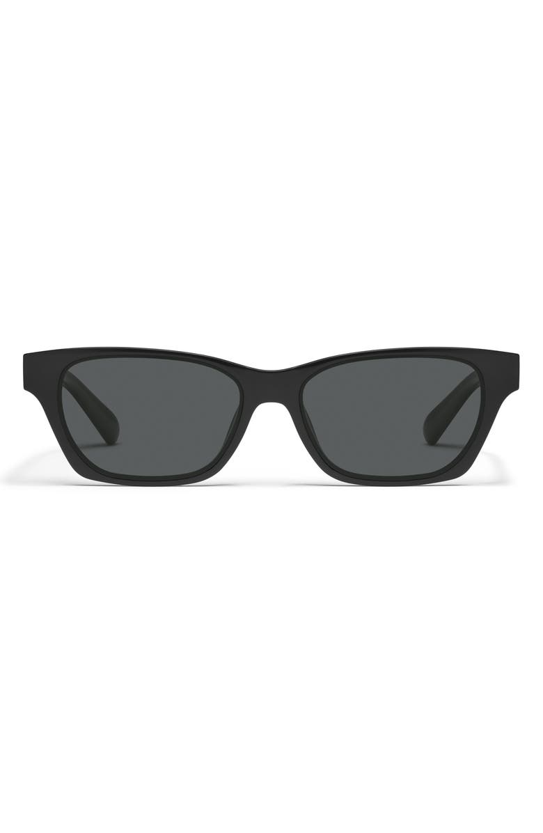 QUAY In the City 55mm Polarized Square Sunglasses, Main, color, Black/ Smoke Polarized