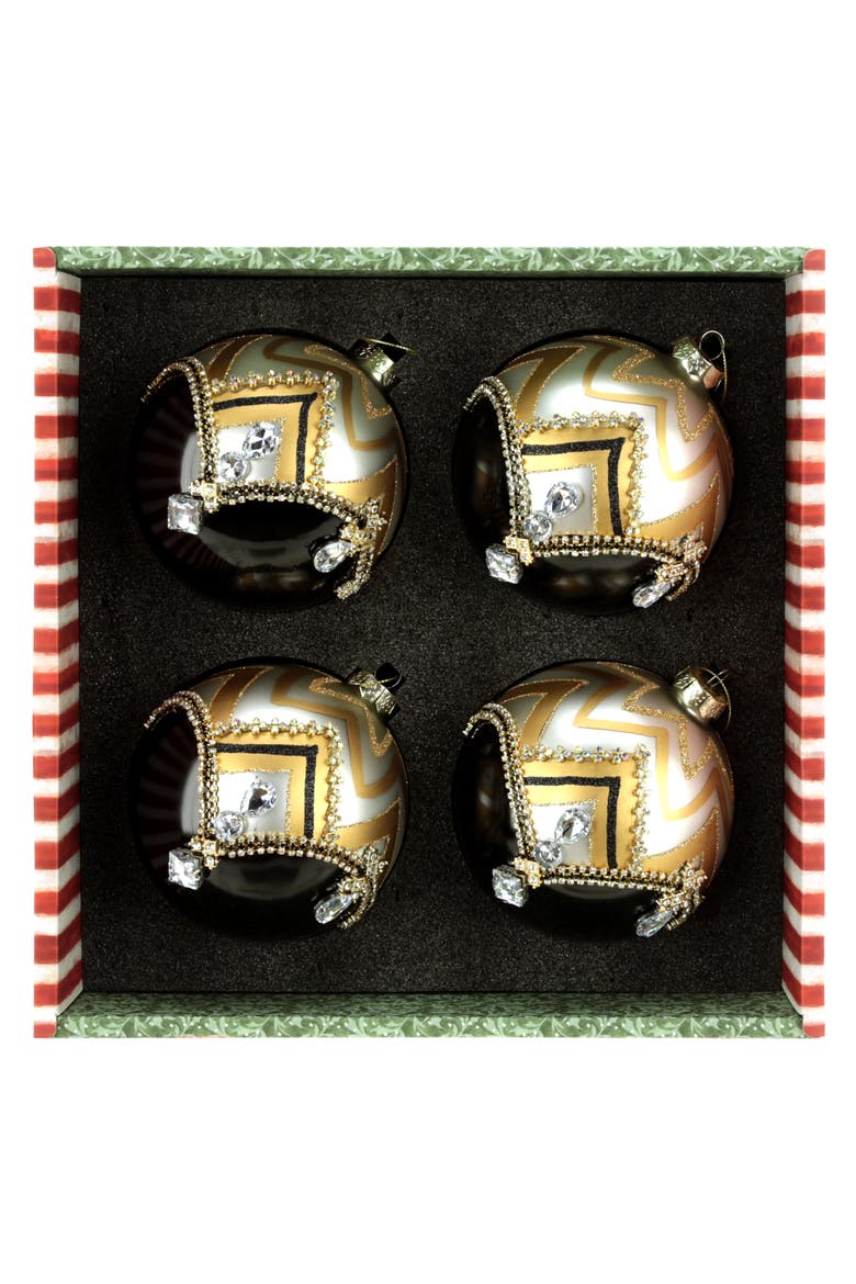 Jeweled Chevron Ornament, Box of 4, Alternate, color, Black
