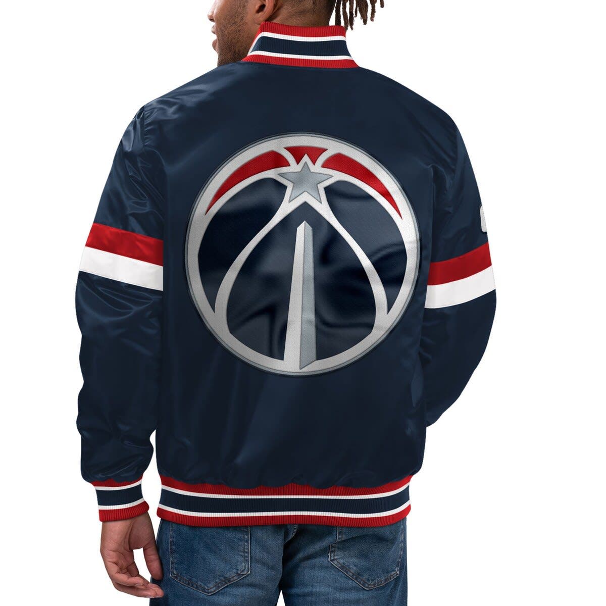 Men's Starter Navy Washington Wizards Home Game Satin Full-Snap Varsity Jacket - image 2