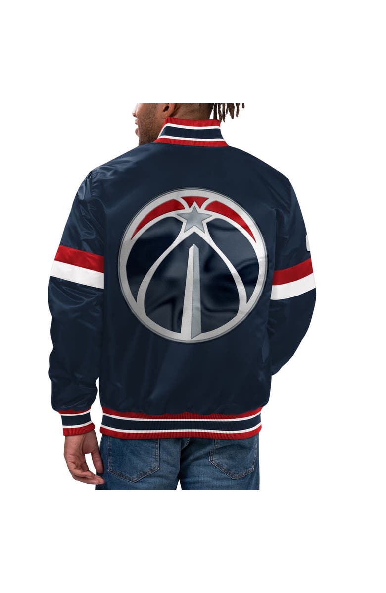STARTER Men's Starter Navy Washington Wizards Home Game Satin Full-Snap Varsity Jacket, Alternate, color, Navy