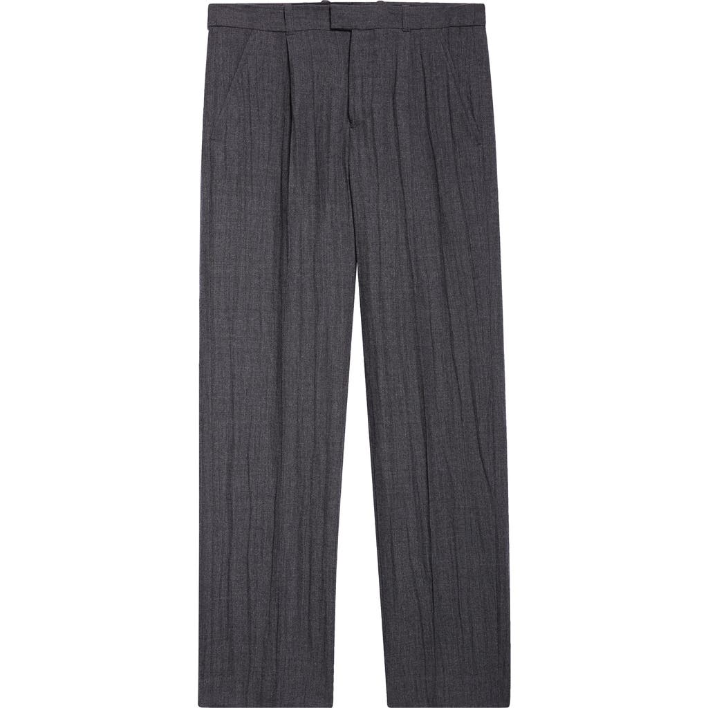 Our Legacy Slack Plissé Virgin Wool Blend Bootcut Trousers In Gray