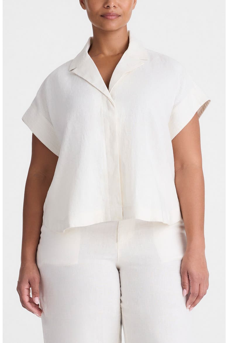 Notch Collar Linen Popover Shirt, Alternate, color, IVORY LINEN