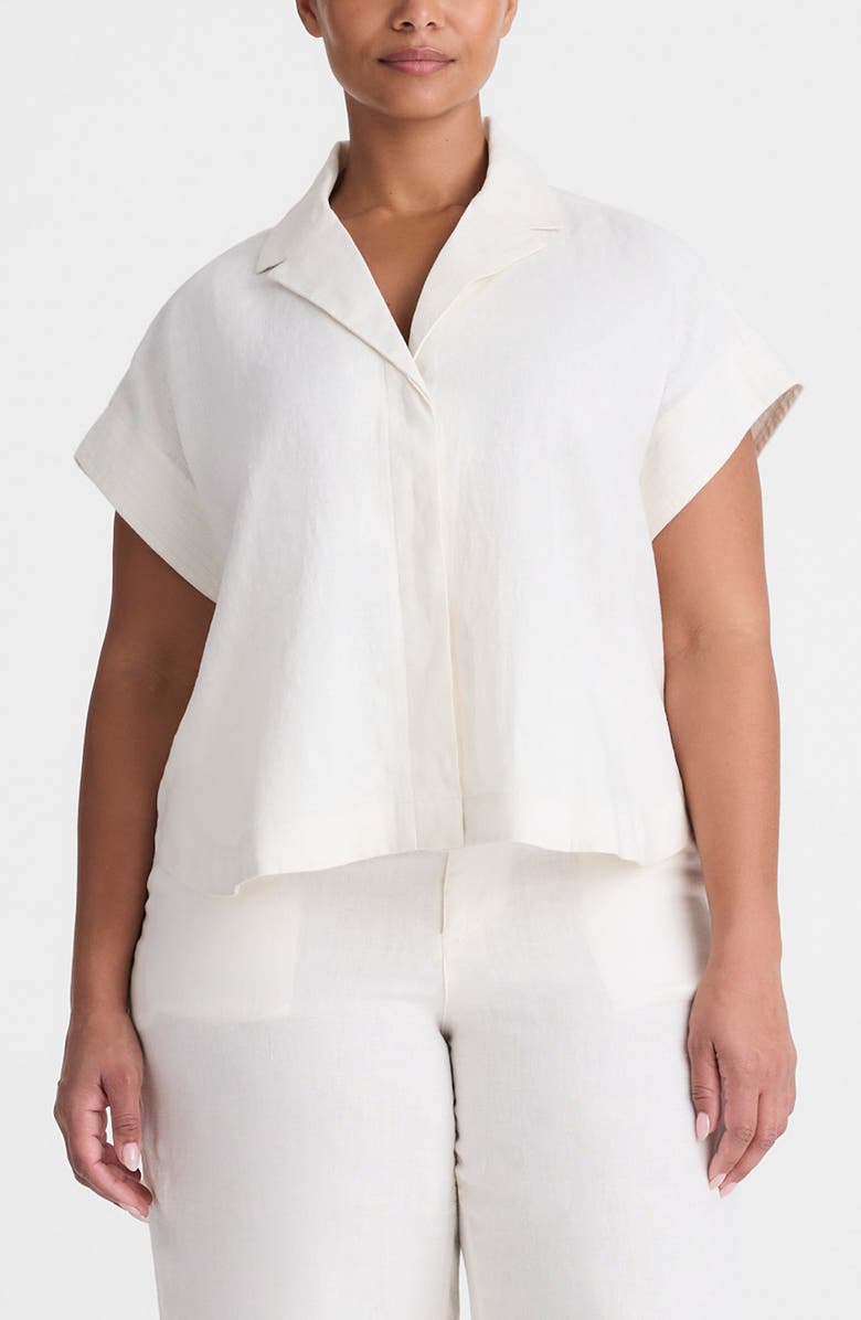 Madewell Notch Collar Linen Popover Shirt, Alternate, color, Ivory Linen