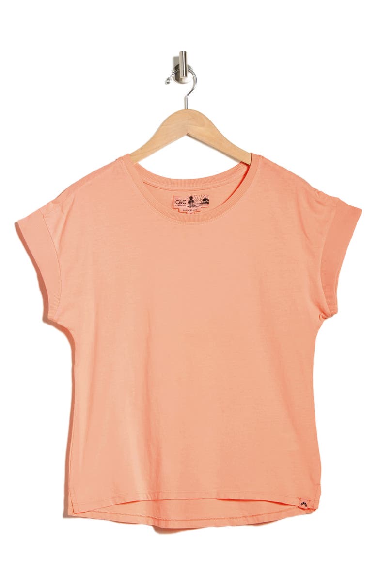 C & C California Cassandra Sunwashed Relaxed Cotton T-Shirt, Alternate, color, Coral Pink