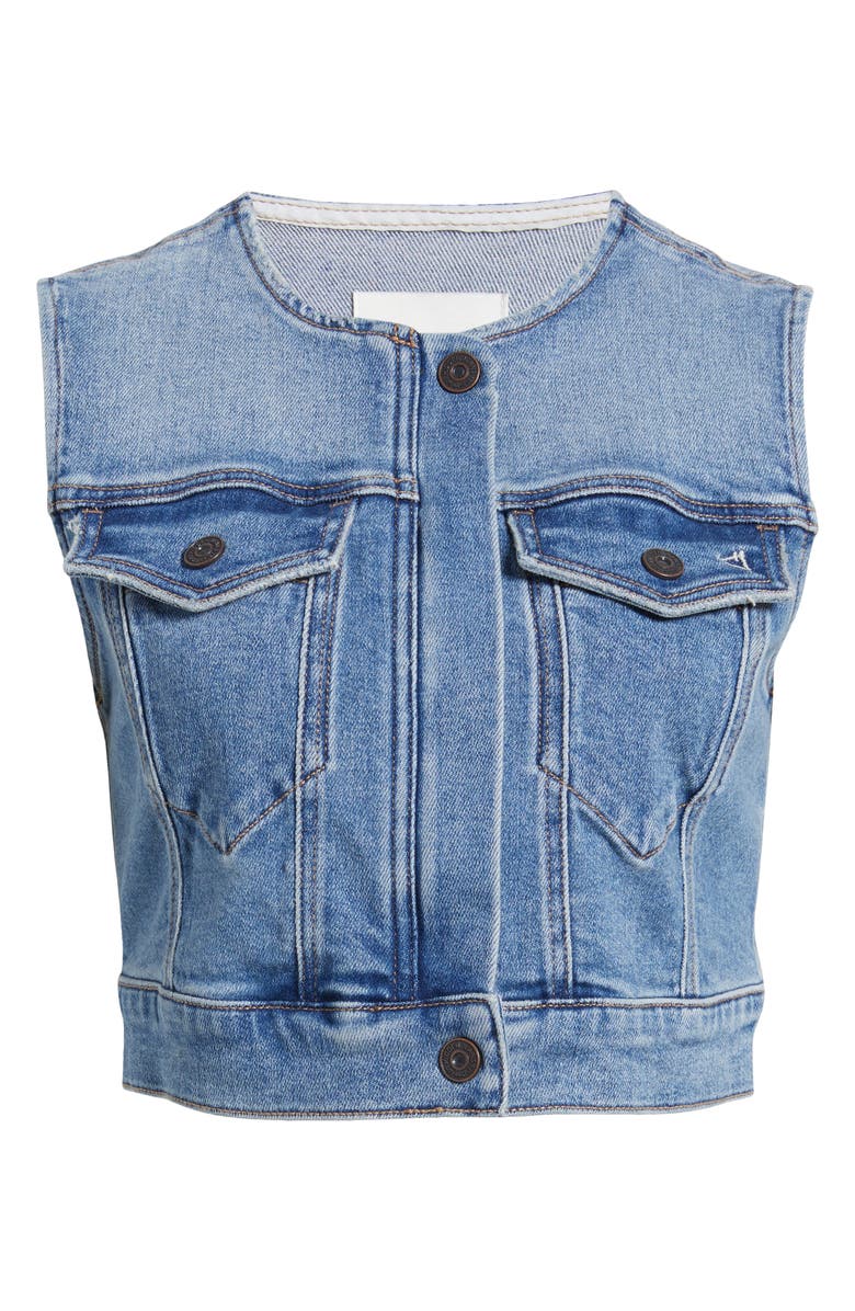 HIDDEN JEANS Crop Denim Trucker Vest, Alternate, color, Med Wash