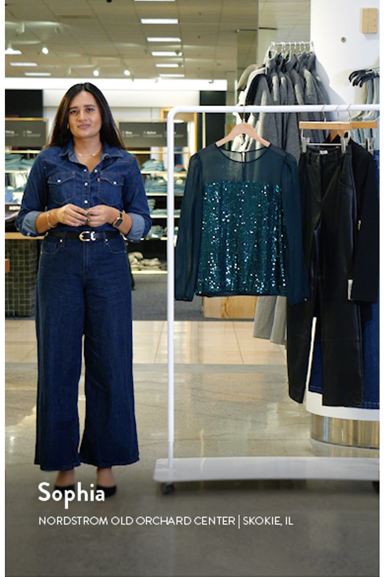 Long Sleeve Sequin & Mesh Top video