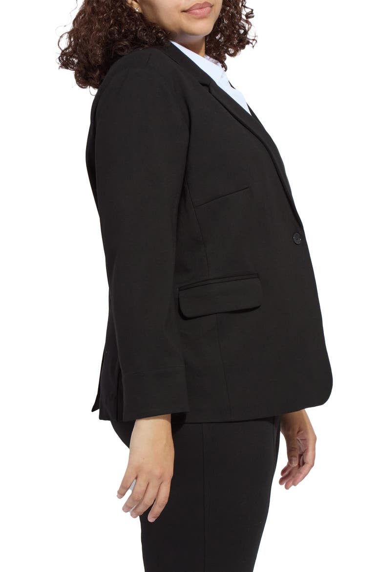'Lyssentials One-Button Ponte Blazer, Alternate, color, BLACK