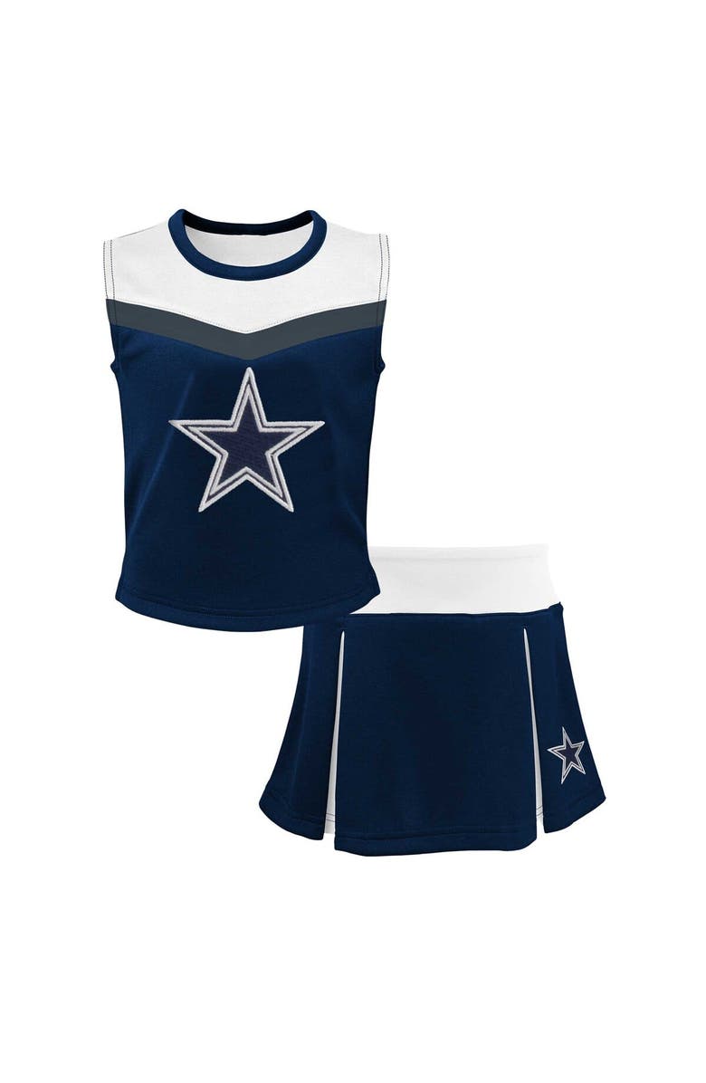 Outerstuff Girls Youth Navy Dallas Cowboys Spirit Two-Piece Cheerleader Set, Main, color, Navy