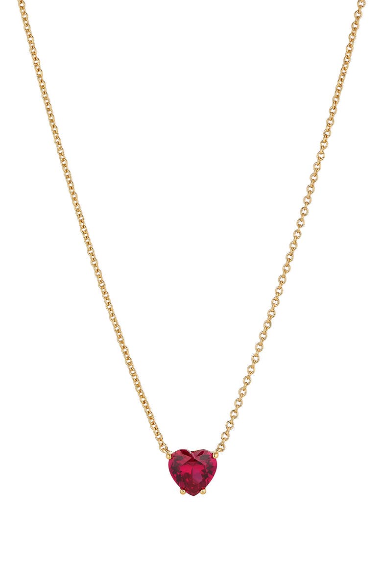 Nadri Modern Love Heart Pendant Necklace, Main, color, Gold With Dark Pink