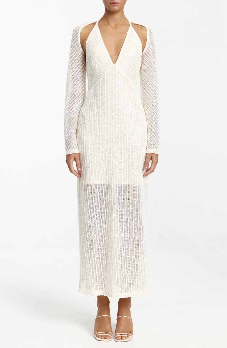 Significant Other Zenith Cutout Long Sleeve Knit Maxi Dress, Main, color, Pearl