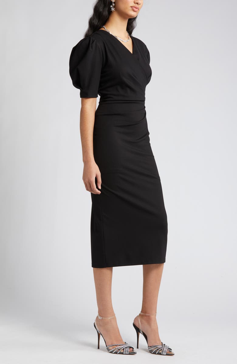 NIKKI LUND Gina Short Sleeve Sheath Dress, Alternate, color, Black