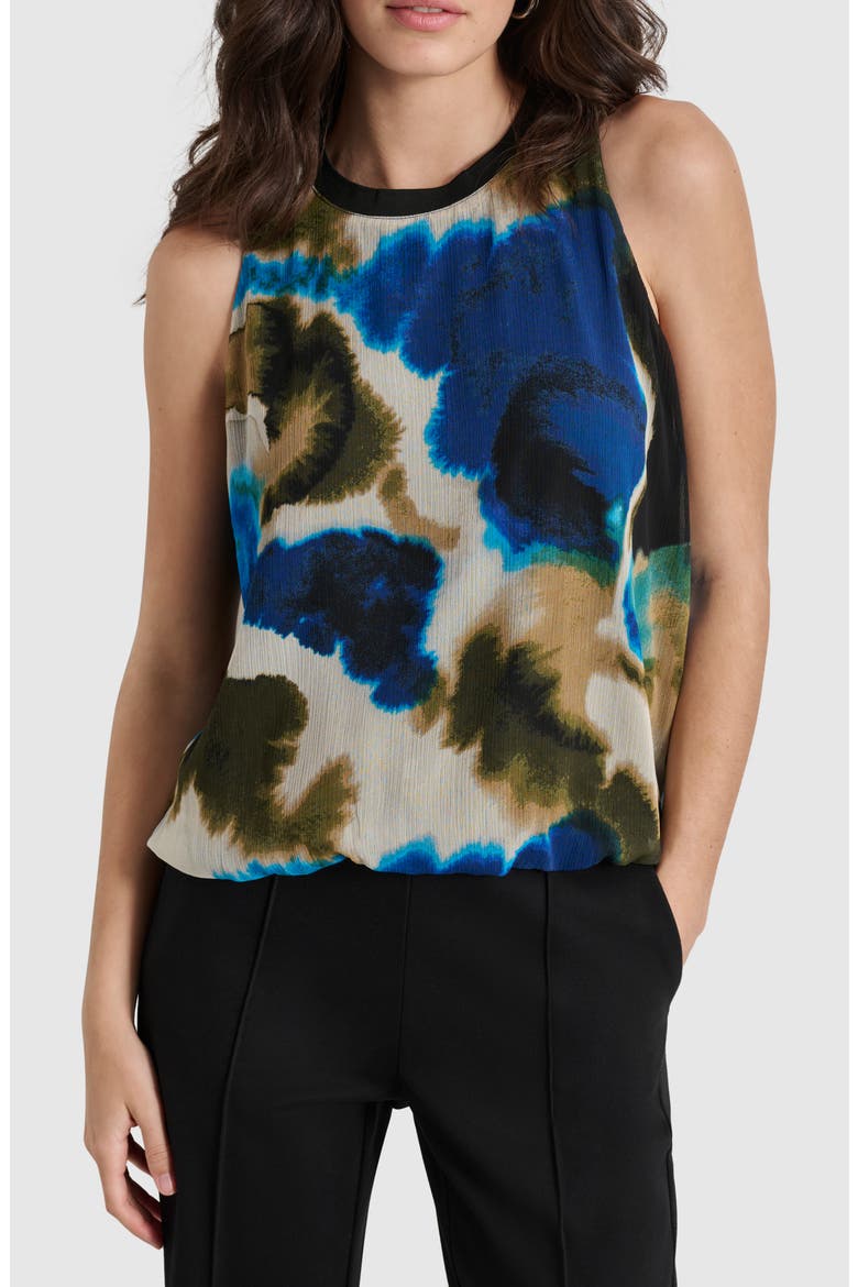 Bubble Hem Sleeveless Chiffon Top, Main, color, INK SWIRL