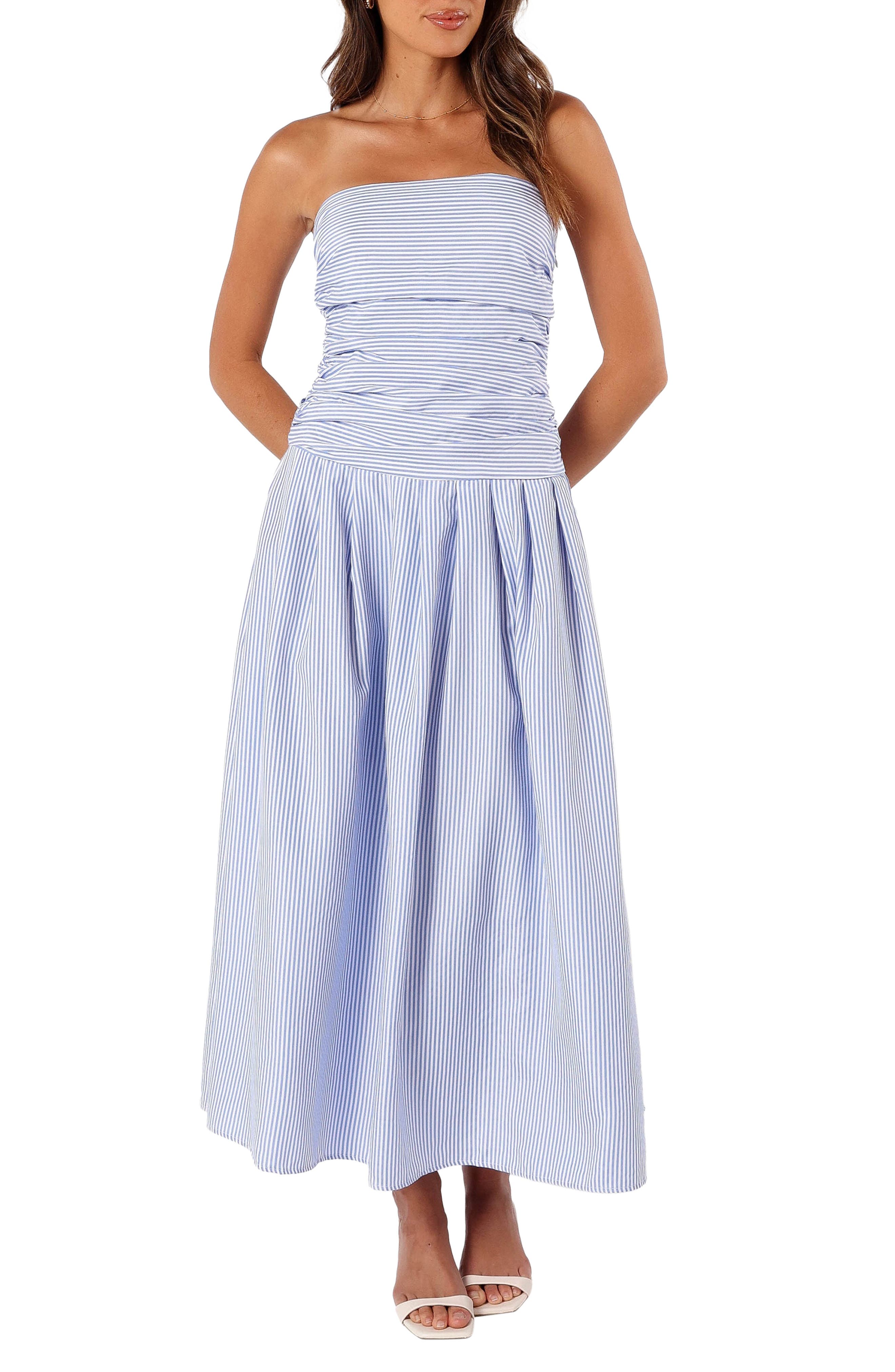 Petal & Pup Avalee Stripe Strapless Maxi Dress