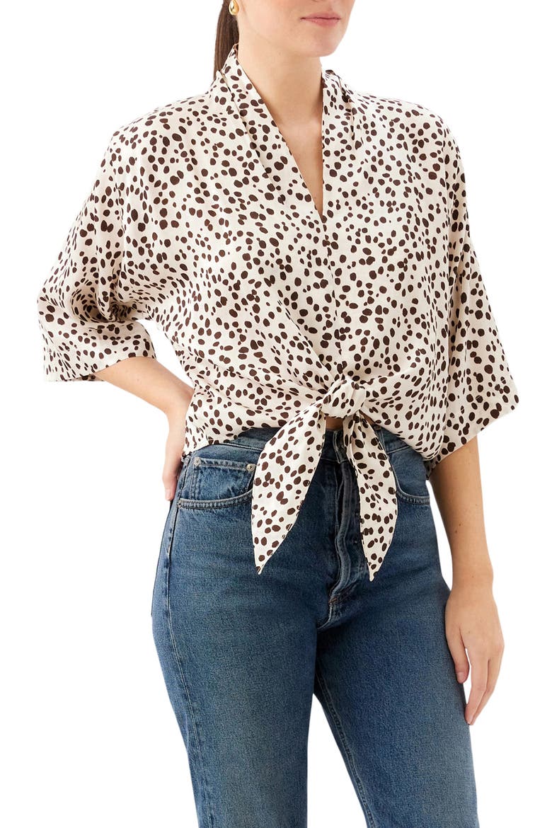 Bernice Tie Front Shirt, Alternate, color, PRINT
