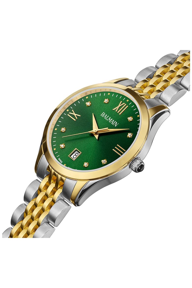 Classic R Diamond Bracelet Watch, 34mm, Alternate, color, BICOLOR STAINLESS STEEL AND Y