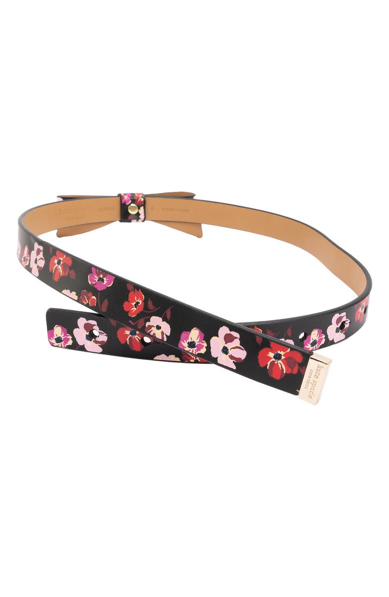 Kate Spade New York leather bow belt, Alternate, color, Fall Poppies Print