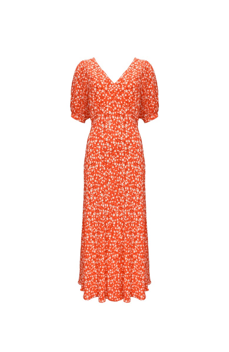 Ro&Zo Ditsy V-Neck Midi Dress, Alternate, color, Red