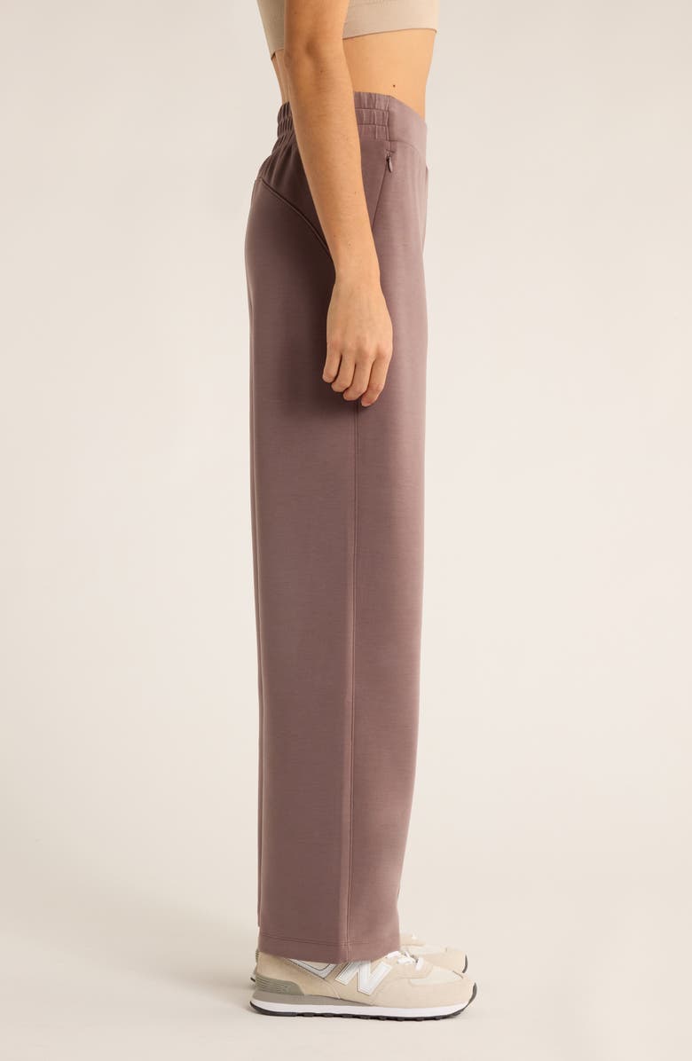 Zella Cozy Scuba Knit High Waist Straight Leg Pants, Alternate, color, Grey Plum