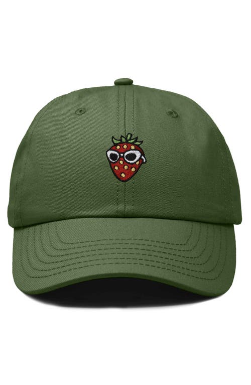 Dalix Strawberry Embroidered Casual Cap In Olive