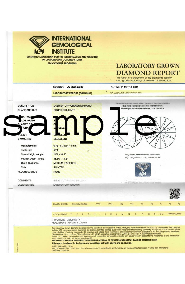 Bliss Diamond Certified 2.00Ct TW Diamond Studs Screw Back 14k Gold Lab Grown, Alternate, color,