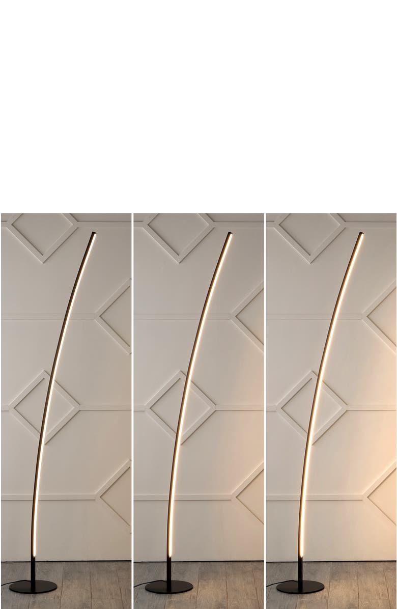 JONATHAN Y Malthe 71" Modern Contemporary Aluminum/Iron Arc Integrated LED Floor Lamp, Black, Alternate, color, Black