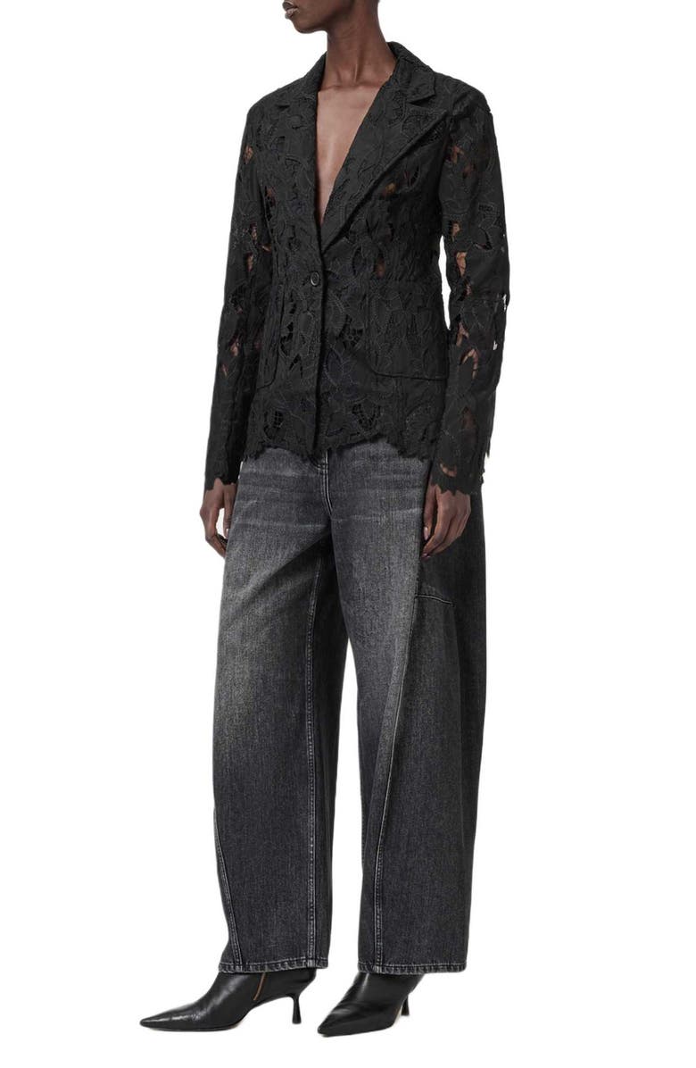 AllSaints Charli Lace Blazer, Alternate, color, Black