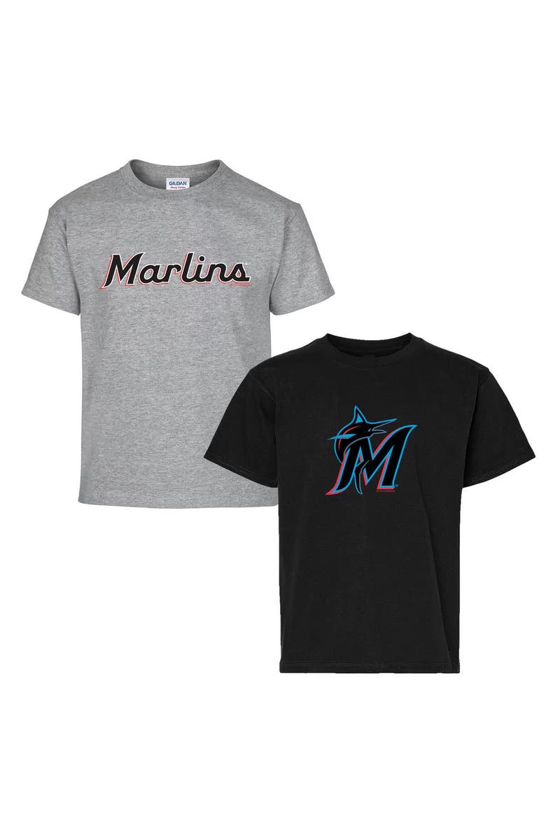 SOFT AS A GRAPE Youth Soft as a Grape  Black/Gray Miami Marlins Two-Pack T-Shirt Set, Alternate, color, Black