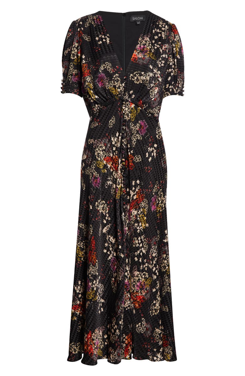 SALONI Lea Print Silk Maxi Dress, Alternate, color, 