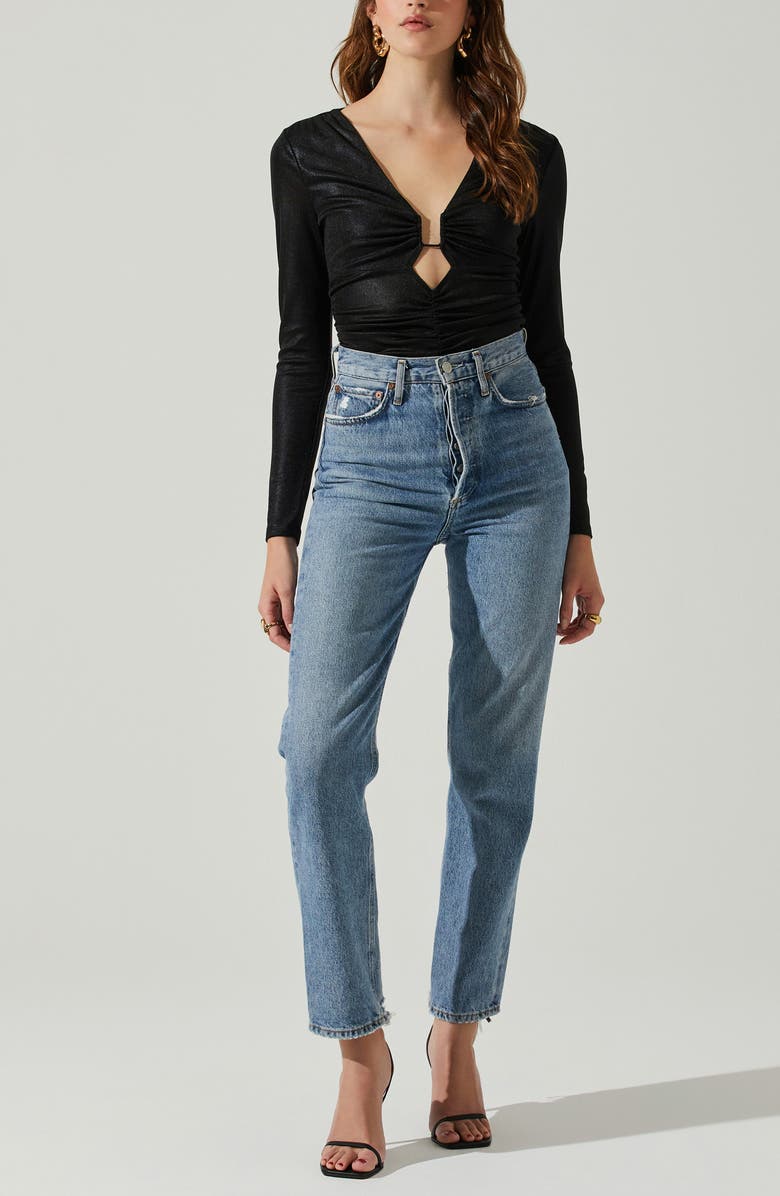 ASTR the Label Josie Keyhole Bodysuit, Alternate, color, Black