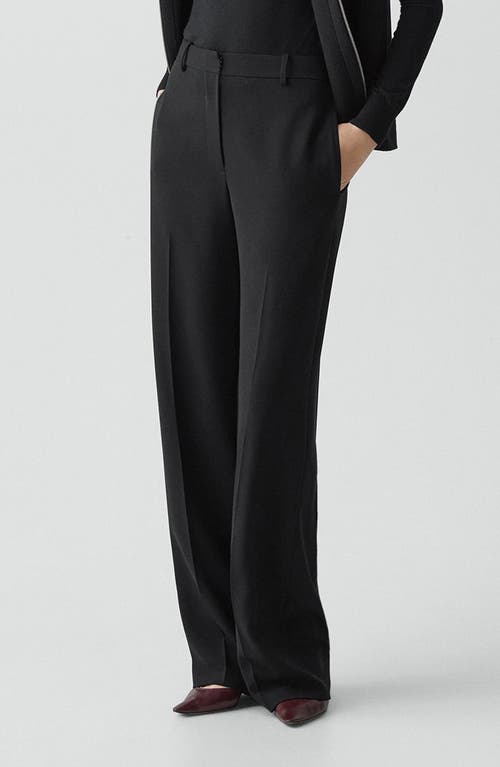 Theory Flat Front Bootcut Pants In Black