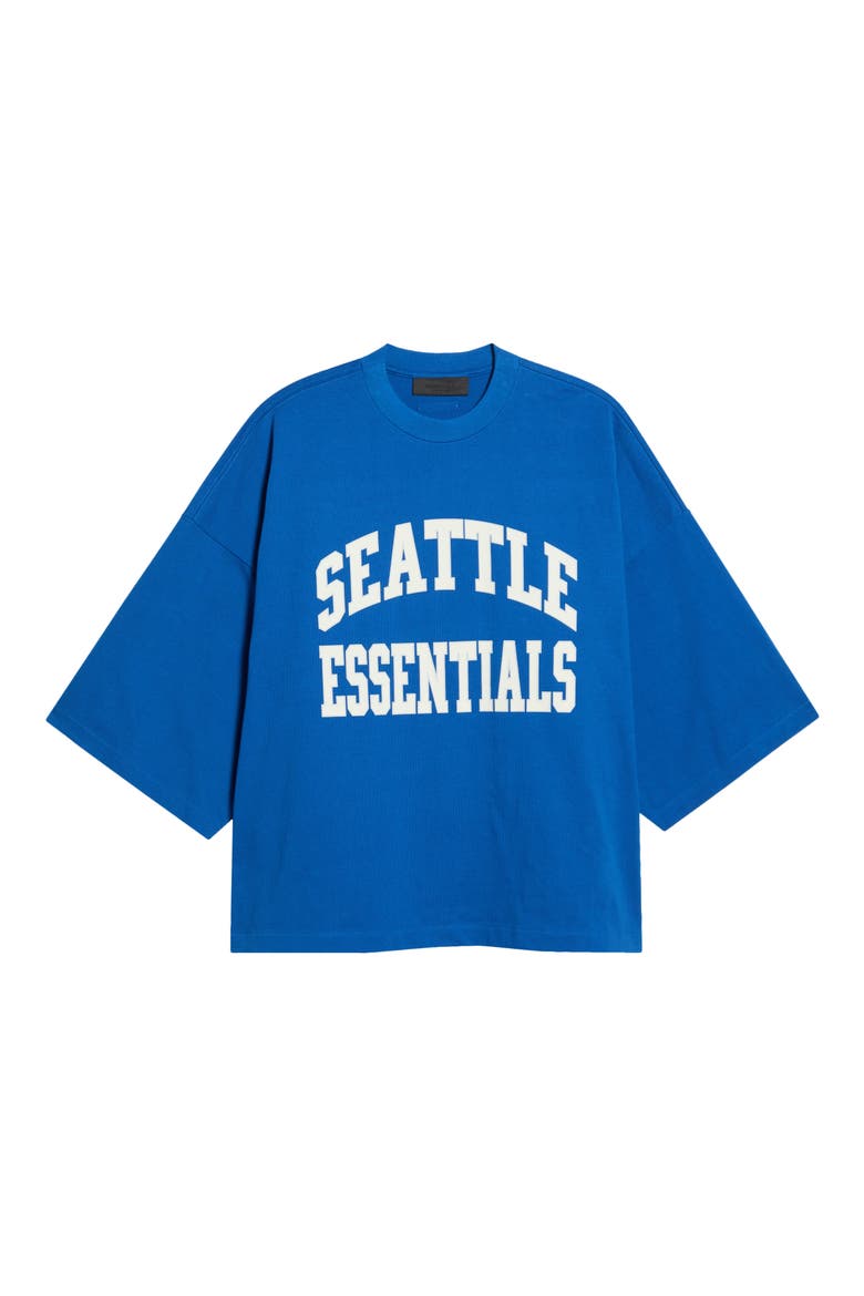 Seattle Seahawks Merch Oversize Cotton Graphic T-Shirt, Main, color, BLUE
