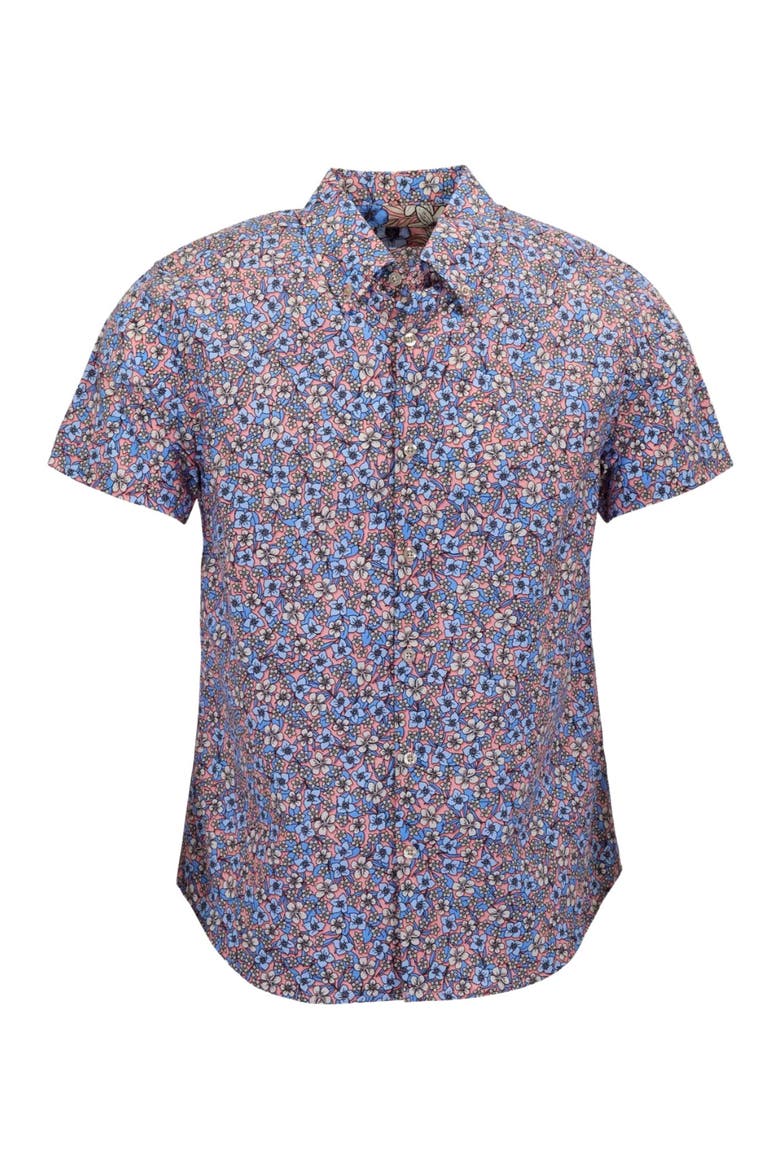Floral Field Mens Printed Button Up Shirt, Alternate, color, FLORAL FIELD CORAL