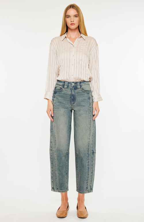 Kancan Cecilia High Rise Slim Barrel Jeans In Blue