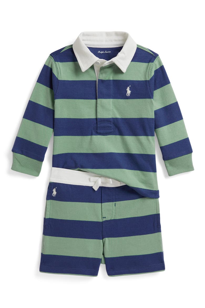 Jersey Two-Piece Short Set, Main, color, FADED MINT/ OLD ROYAL