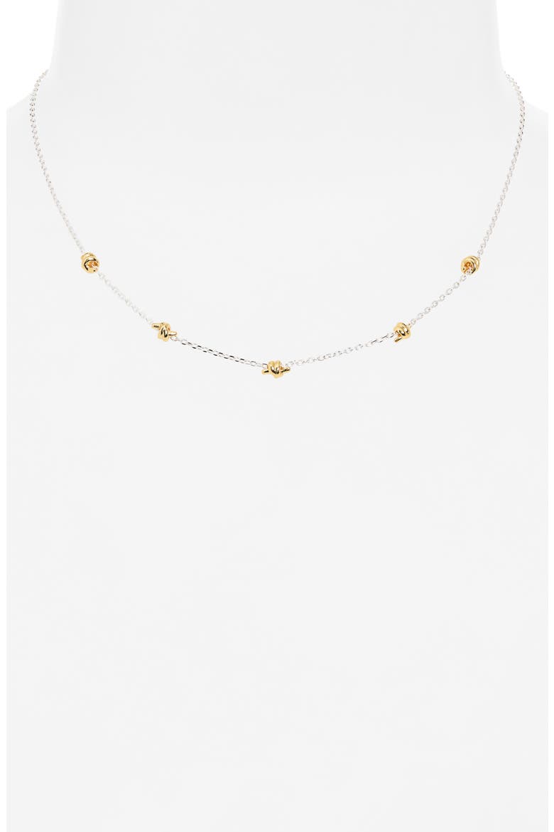 Love Knot Stationed Necklace, Alternate, color, GOLD/ SILVER
