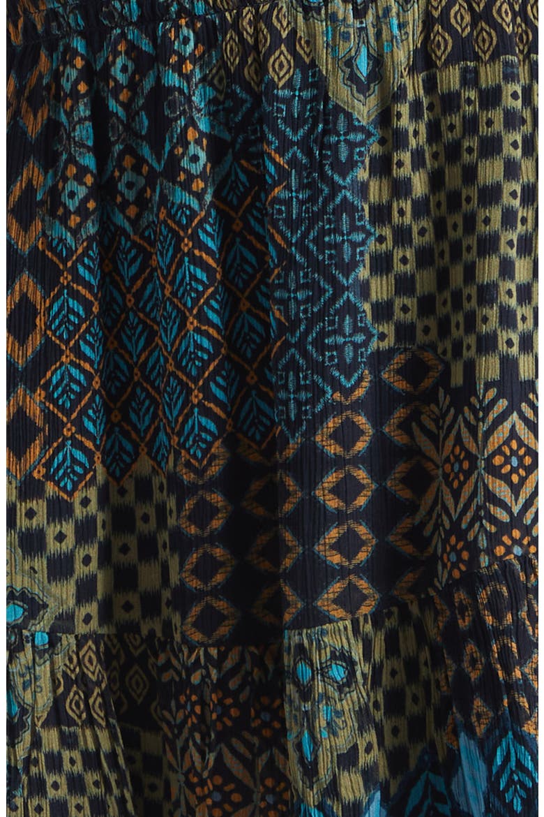 Astrid Print Ruffle Long Sleeve Minidress, Alternate, color, NAVY MULTI
