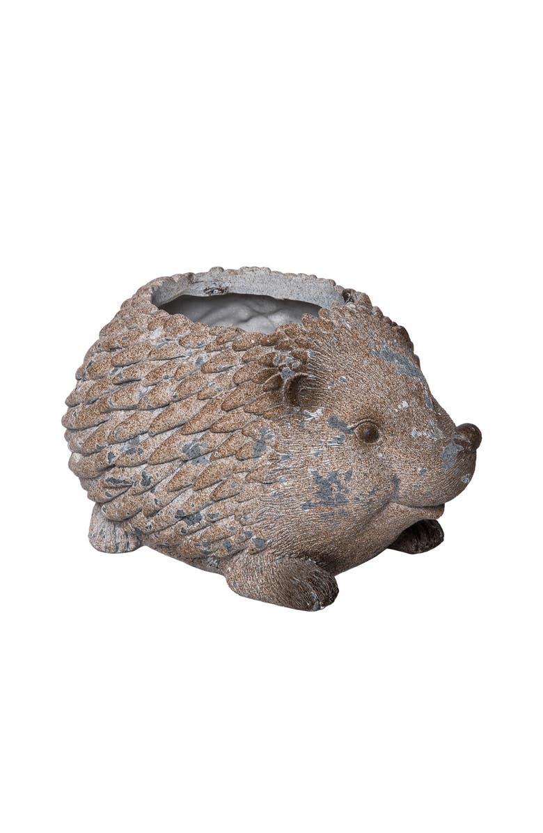Transpac Resin Hedgehog Planter Multicolored for Spring Garden Decor, Main, color, Brown