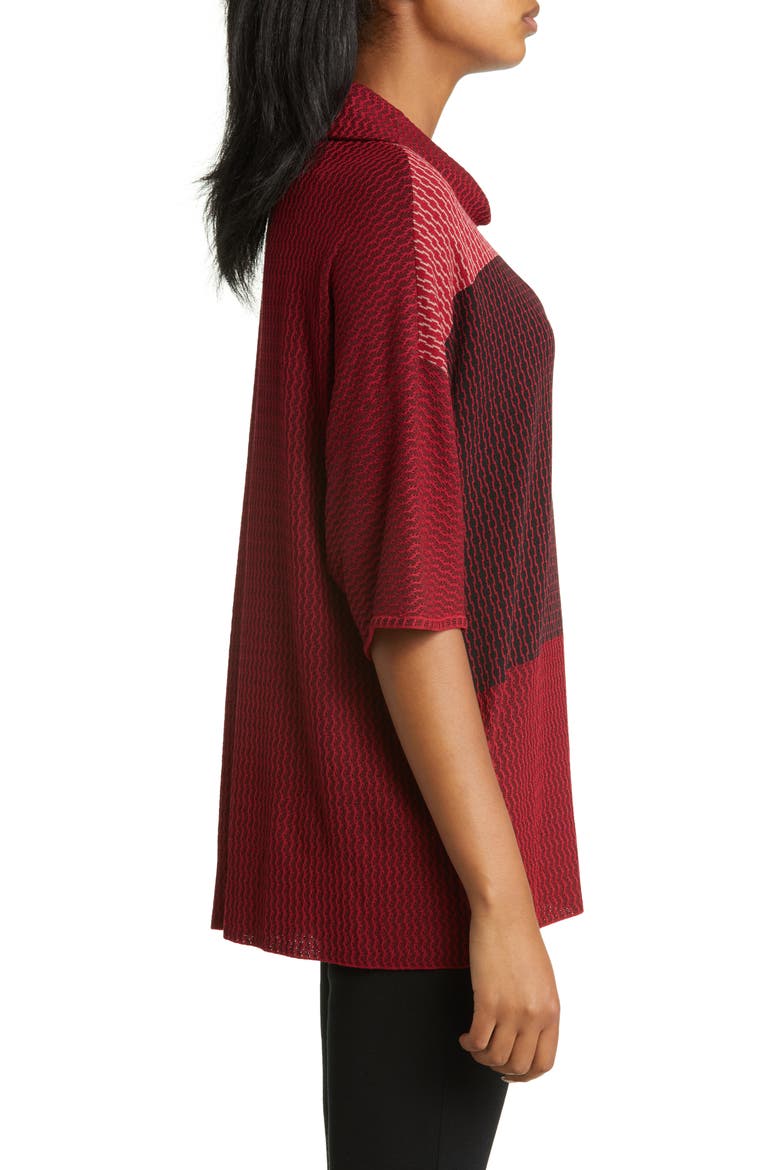 Colorblock Cowl Neck Knit Blouse, Alternate, color, CHERRY RED/ JAVA/ BLACK