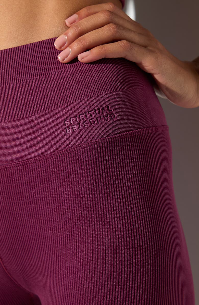 Spiritual Gangster Love Mineral Wash Rib Leggings, Alternate, color, Dark Dahlia