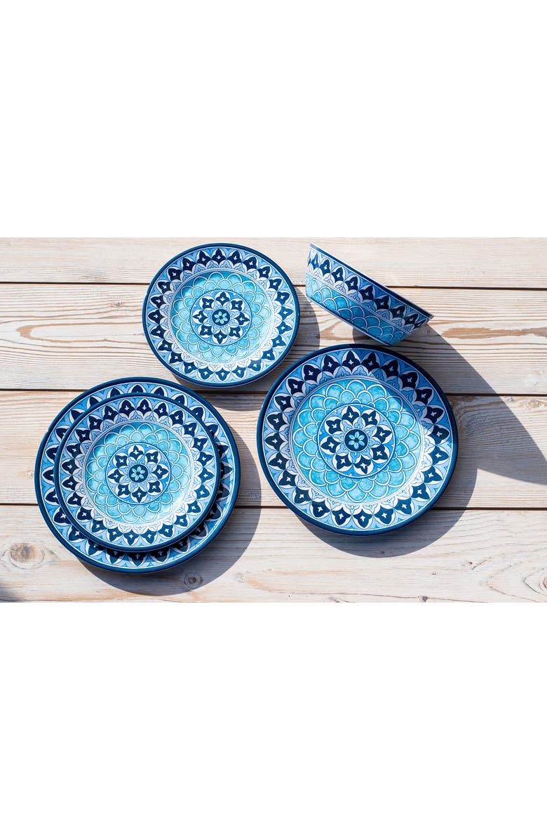 TarHong Blue Fontana Set of Twelve Melamine Dinnerware Set, Alternate, color,